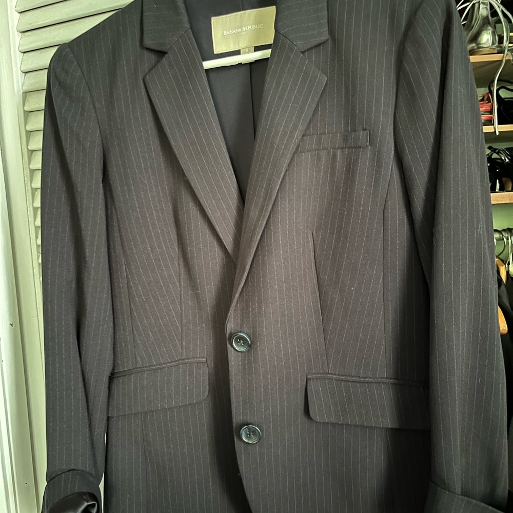Banana Republic Blue on blue pinstripe blazer